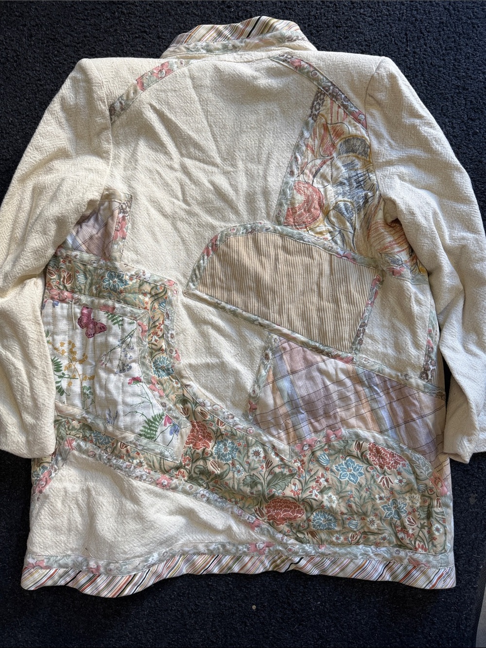 Catherine Carr Vintage Quilted Patchwork Cream Women's Jacket - Picture 6 of 9